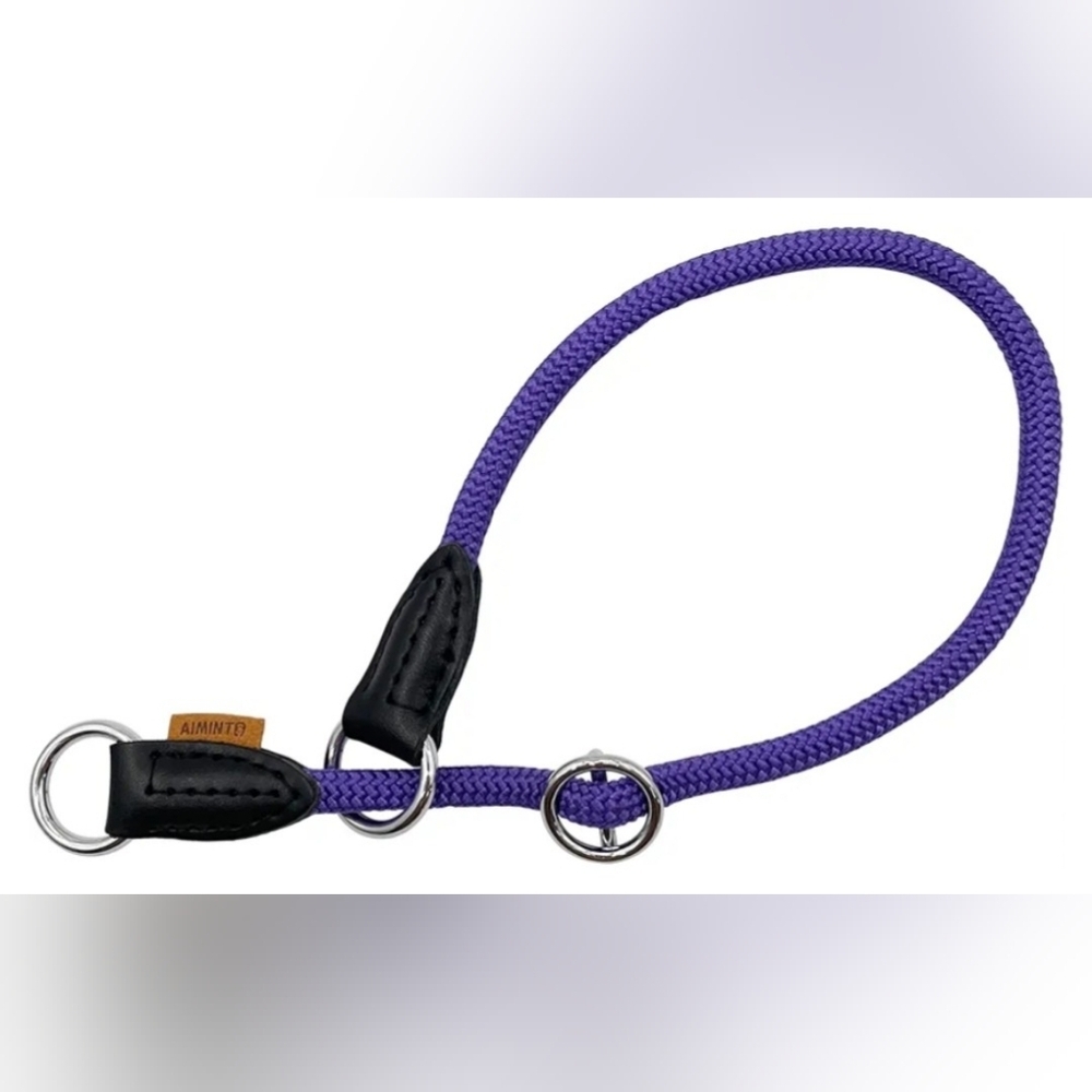 NWT Aiminto braided dog collar purple size medium adjustable O-ring